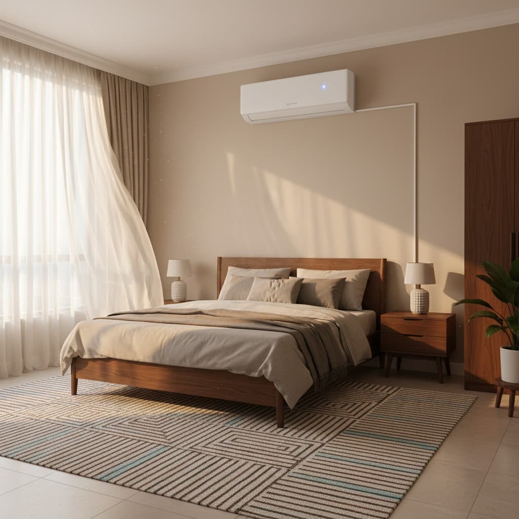 Unit Acson Reino+ 1.5HP siap dipasang di bilik tidur utama