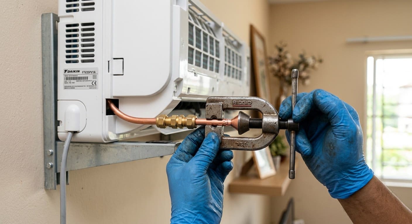Kemasan piping dan wiring pemasangan aircond Acson