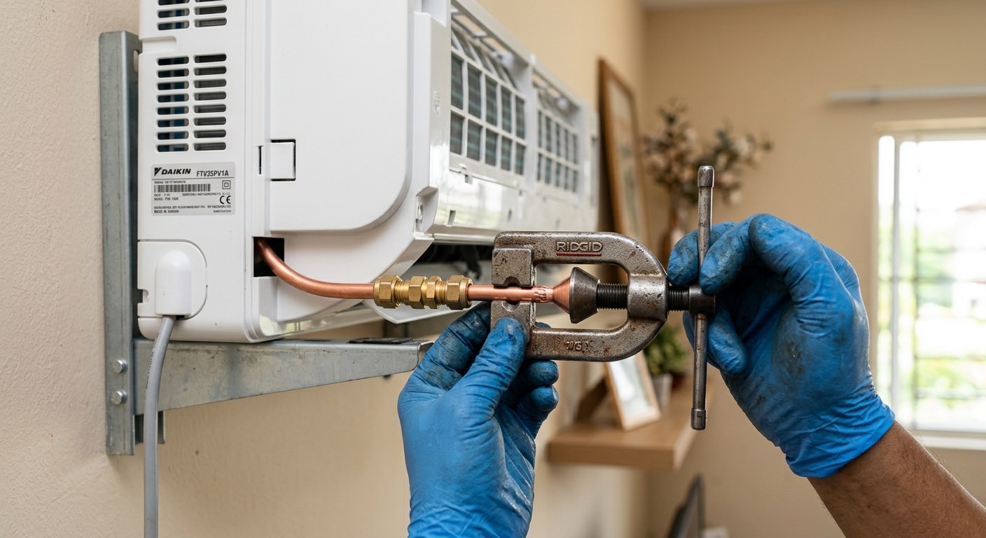 Kemasan piping dan wiring pemasangan aircond Acson